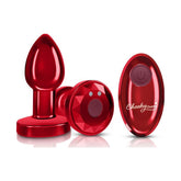 Cheeky Charms Red Rechargeable Vibrating Metal Butt Plug w Remote Small - Shhh...
