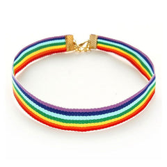 Choker necklace LGBT Pride rainbow in woven fabric by Honeygirl - 8 variants - Shhh...