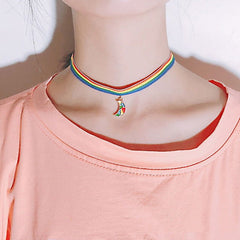 Choker necklace LGBT Pride rainbow in woven fabric by Honeygirl - 8 variants - Shhh...