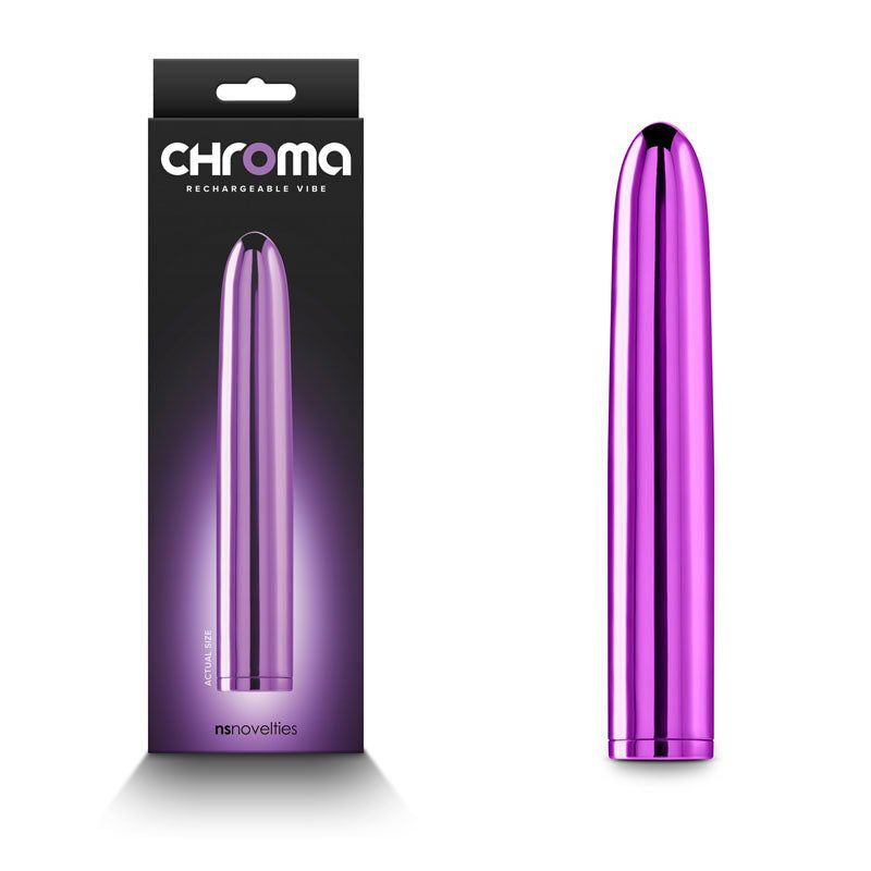 Chroma 17 cm USB Rechargeable Smooth Basic Vibrator - Metallic Purple - Shhh...