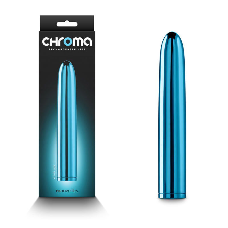 Chroma 17 cm USB Rechargeable Smooth Basic Vibrator - Metallic Teal - Shhh...