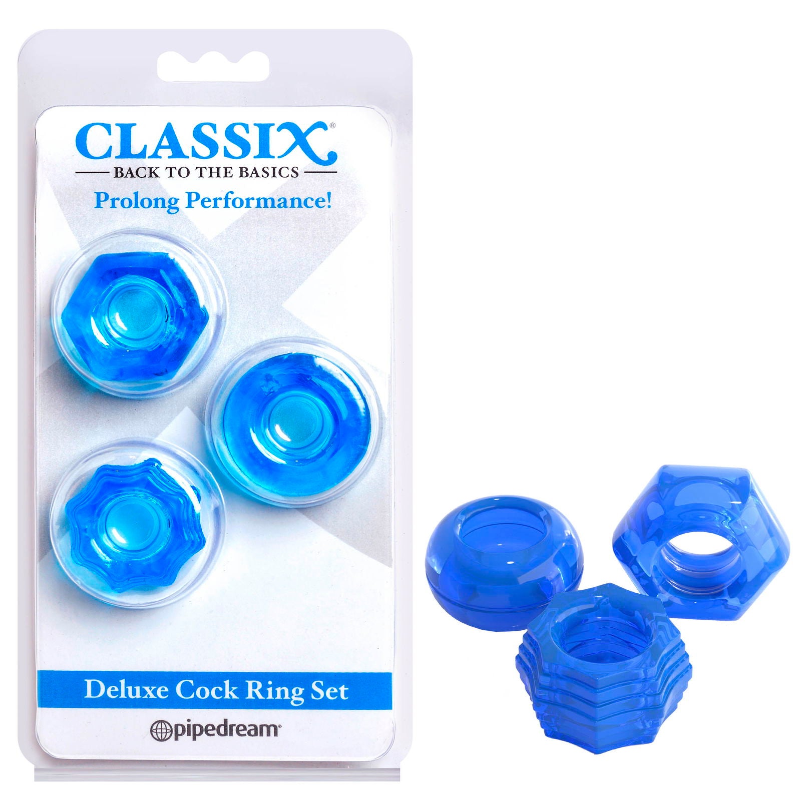 Classix Deluxe Cock Ring Set - Blue Cock Rings - Set of 2 - Shhh...