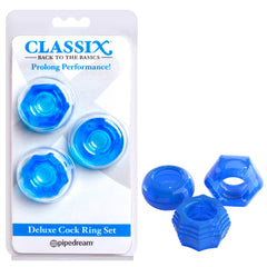Classix Deluxe Cock Ring Set - Blue Cock Rings - Set of 2 - Shhh...