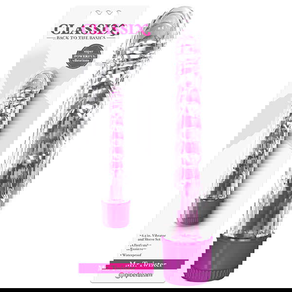 Classix Mr Twister - Metallic 16.5 cm (6'') Vibrator with Clear Sleeve - Shhh...