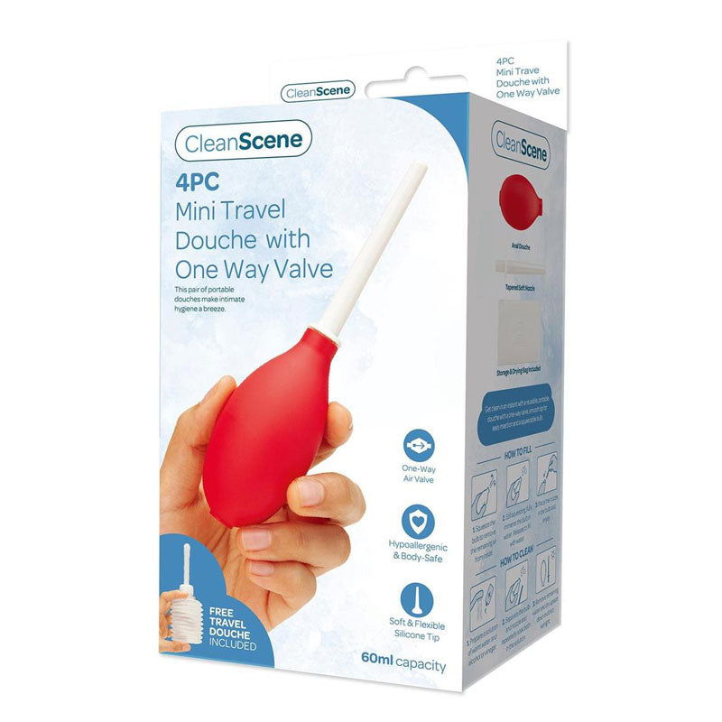 CleanScene 4 Piece Mini Travel Douche with One Way Valve - Shhh...