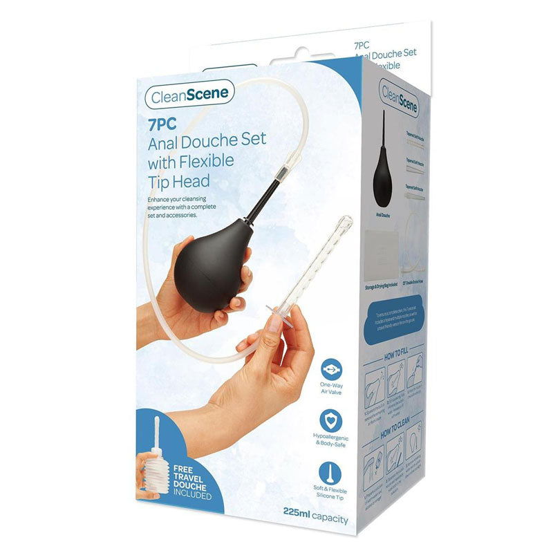 CleanScene 7 Piece Anal Douche Set with Flexible Tip Head - Shhh...
