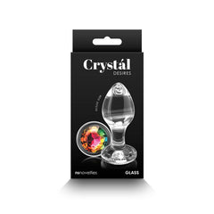 Crystal Desires Glass Butt Plug with Rainbow Gem - Medium - Shhh...
