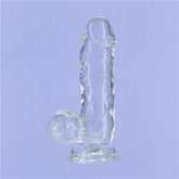 Crystal Dildo w Balls 6in Clear - Shhh...
