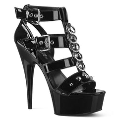 Delight 658 Platform Sandal with 6 inch heel - Black patent - Shhh...