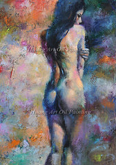 Depiction of a vulnerable young woman. Oil on canvas print - Shhh...
