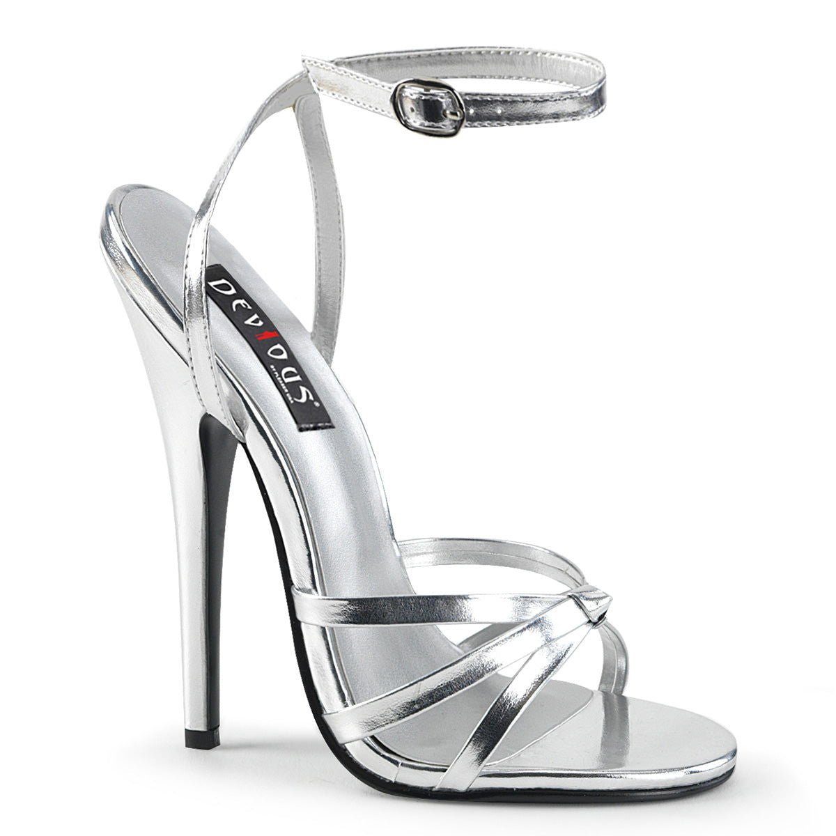 Domina 108 Sandal with 6 inch heel - Silver Metallic - Shhh...