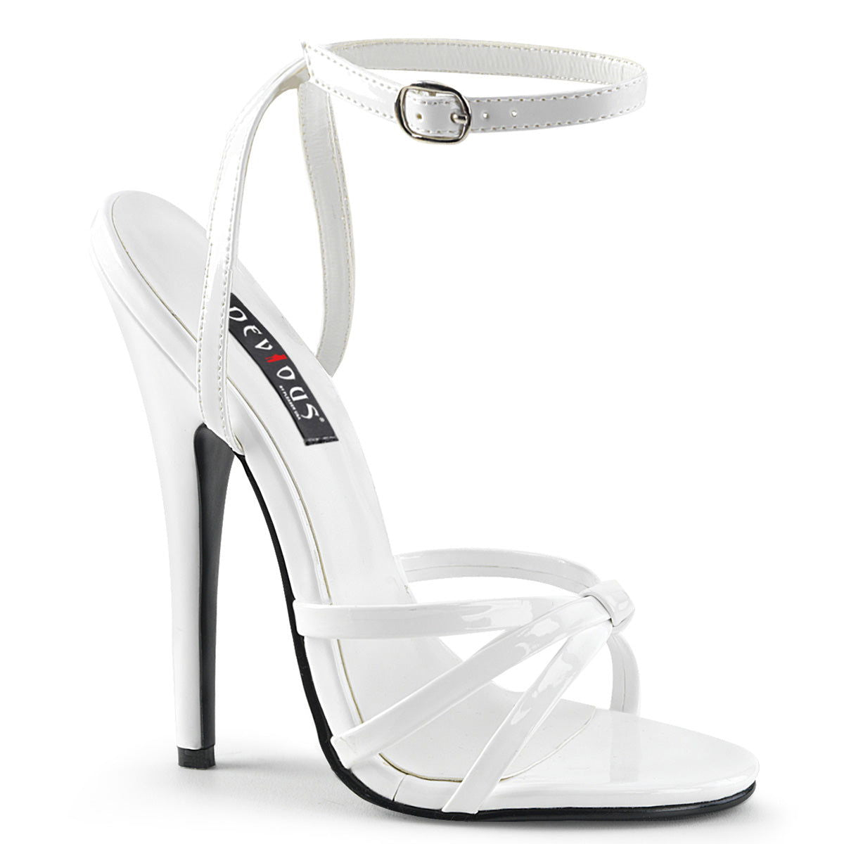 Domina 108 Sandal with 6 inch heel - White Patent - Shhh...