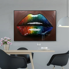 Dripping wet lips. Oil portrait printed on canvas - Shhh...