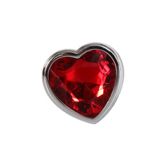 Adam & Eve Red Heart Gem Metal Anal Plug - Medium