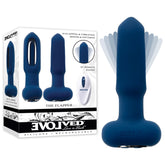 Evolved THE FLAPPER 14 cm USBR Vibrating and Flapping Butt Plug with Remote - Blue