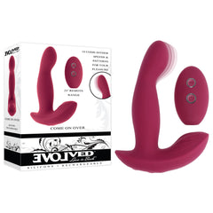Evolved COME ON OVER - Burgundy 15.9 cm USB Rechargeable Vibrator with Wireless Remote