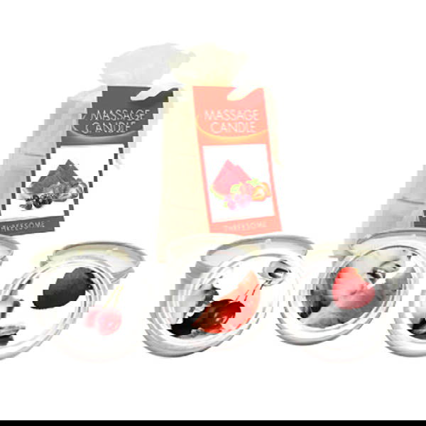 Edible Massage Candle Threesome - Cherry, Strawberry & Melon Flavoured Candles - 3 Pack - Shhh...