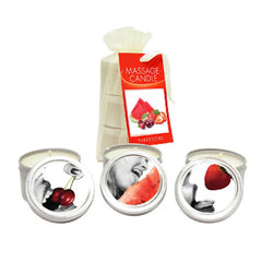 Edible Massage Candle Threesome - Cherry, Strawberry & Melon Flavoured Candles - 3 Pack - Shhh...