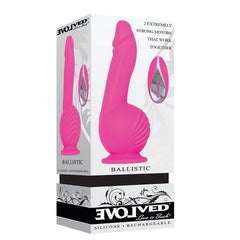 Evolved Ballistic 19 cm Rechargeable Vibrating Dong with Balls Motor & Remote - Shhh...