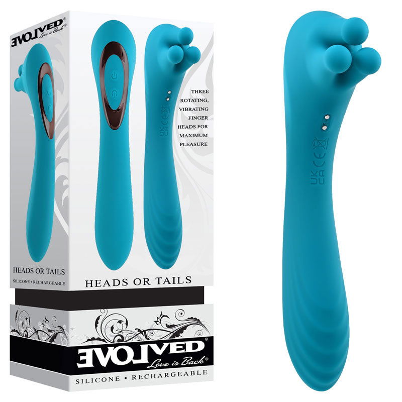 Evolved HEADS OR TAILS Pussy & Massage Vibe - Teal - Shhh...
