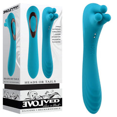 Evolved HEADS OR TAILS Pussy & Massage Vibe - Teal - Shhh...