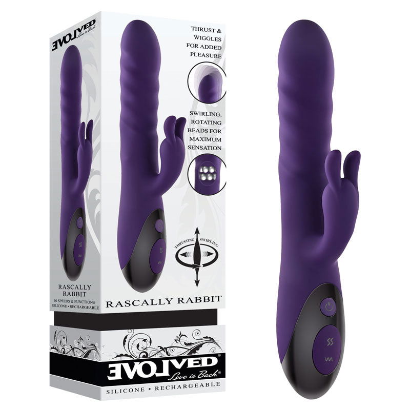 Evolved RASCALLY RABBIT - 22.9 cm USB Rechargeable Rabbit Vibrator - Shhh...