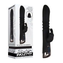 Evolved Rapid Rabbit - 25.4 cm USB Rechargeable Thrusting Rabbit Vibrator - Shhh...