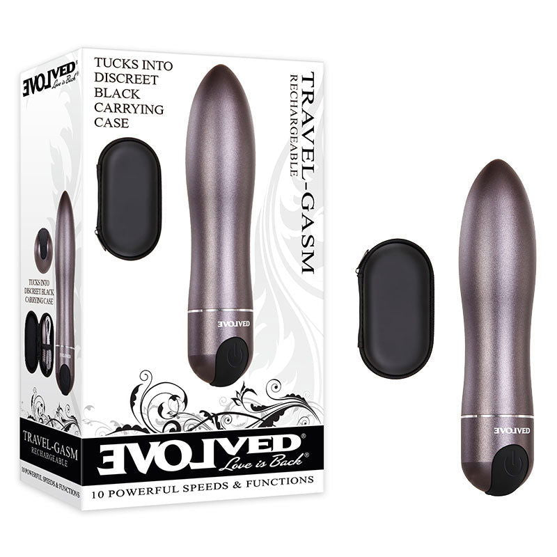 Evolved Travel-Gasm - Gray 9 cm USB Rechargeable Bullet with Travel Case - Shhh...