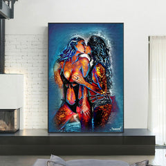 Female lovers in a passionate and lustful kiss. - Shhh...