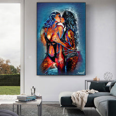 Female lovers in a passionate and lustful kiss. - Shhh...