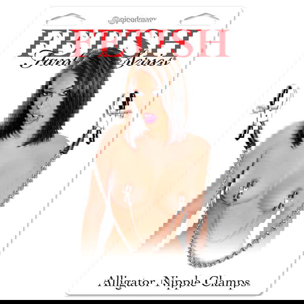 Fetish Fantasy Series Alligator Nipple Clamps - Nipple Clips with Metal Chain - Shhh...
