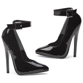 Fetish Pump w Ankle Strap Black 6 inch heel - 3 sizes - Shhh...