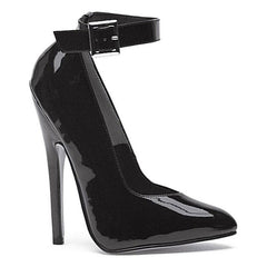 Fetish Pump w Ankle Strap Black 6 inch heel - 3 sizes - Shhh...