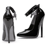 Fetish Pump w Lock and Key Black 6 inch heel - 3 sizes - Shhh...