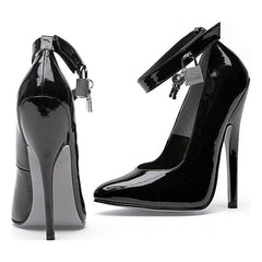 Fetish Pump w Lock and Key Black 6 inch heel - 3 sizes - Shhh...