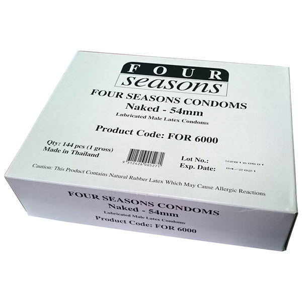 Four Seasons Naked Classic Condoms - Bulk Box of 144 - Shhh...