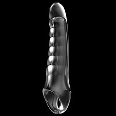 Adam & Eve Ridged Rider 2 Inch 50mm Penis Extension - Clear