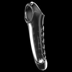 Adam & Eve Ridged Rider 2 Inch 50mm Penis Extension - Clear