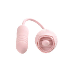 Adam & Eve THRUST & TICKLE Rose Vibrator - USB Rechargeable Flickering Rose Stimulator with Thrusting Bullet