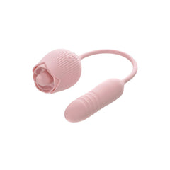 Adam & Eve THRUST & TICKLE Rose Vibrator - USB Rechargeable Flickering Rose Stimulator with Thrusting Bullet
