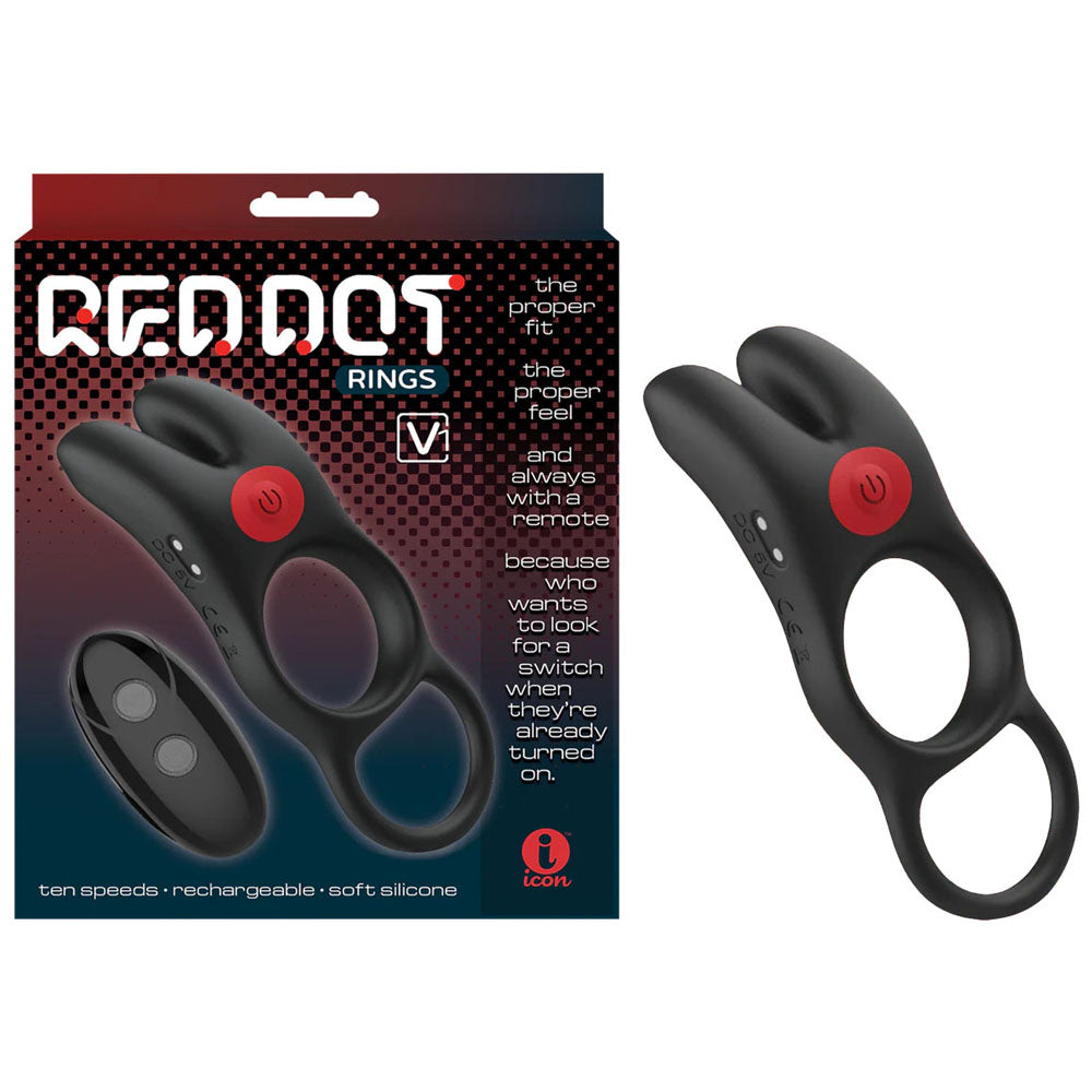 Red Dot Rings V1 - Vibrating Couples Cock Ring with Remote Shhh Australia