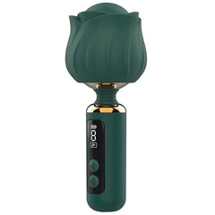 Adam & Eve THE ROYAL ROSE Mini Wand - Green - Green USB Rechargeable Mini Massager Wand