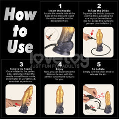 Aerosx 10 Inch Dual Density Inflatable Dildo - Gold/Blue 33 cm Inflatable Fantasy Dildo