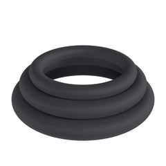 LEVELZ Classic Silicone Cock Ring Set - XS/S/M - Black Cock Rings - Set of 3 Sizes