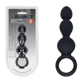 LEVELZ Beaded Silicone Anal Probe with Loop - Black 15.3 cm Beaded Anal Plug