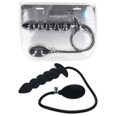 LEVELZ Beaded Inflatable Anal Plug - Black Inflatable Butt Plug