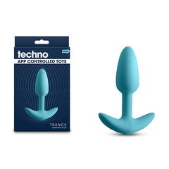 Techno Trance 10.9 cm USB-R Vibrating Butt Plug with App Control - Blue