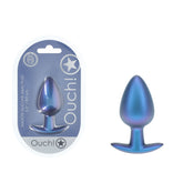 OUCH! Large 8.9 cm Blue Metallic Butt Plug