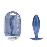 OUCH! Oval 11.7 cm Blue Metallic Butt Plug