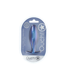 OUCH! Oval 11.7 cm Blue Metallic Butt Plug
